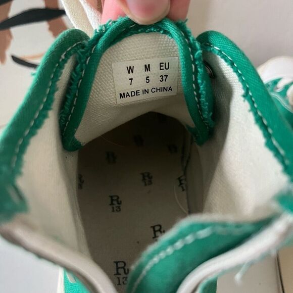 R13 Kurt Green Platform High Top Canvas Lace Up Sneakers Women’s Size 7 - Picture 7 of 8